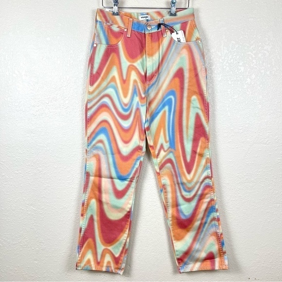 NWT Wrangler Wild West 603 High Rise Straight Rainbow Wave Jeans Sz 28X28 Women - Picture 2 of 15